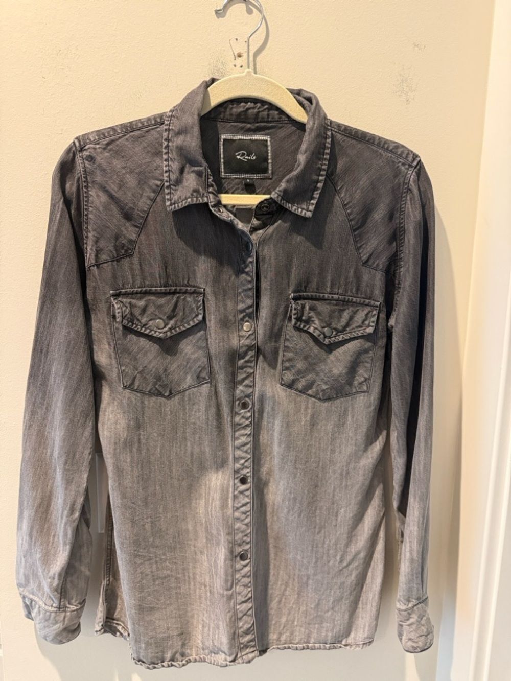 Rails ombré Charcoal Button-Down Shirt snap buttons Western inspired size small
